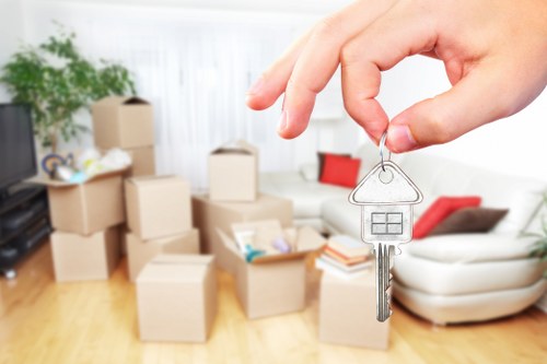 Professional moving truck loading furniture for an Acton move