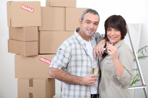 Packed boxes and protective wrapping for a local house move